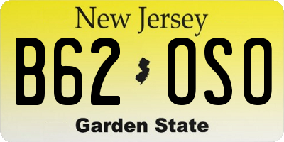 NJ license plate B62OSO