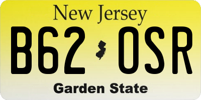 NJ license plate B62OSR