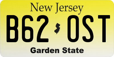 NJ license plate B62OST