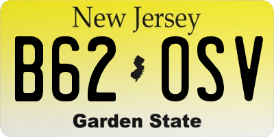 NJ license plate B62OSV