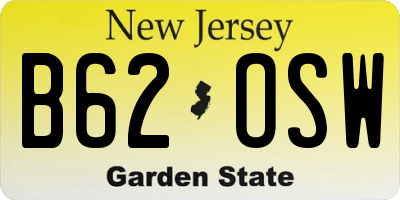 NJ license plate B62OSW