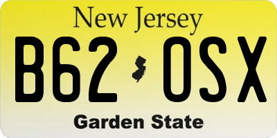 NJ license plate B62OSX