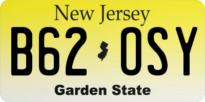 NJ license plate B62OSY