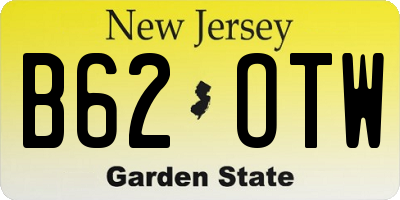 NJ license plate B62OTW