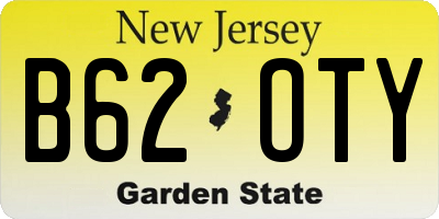 NJ license plate B62OTY