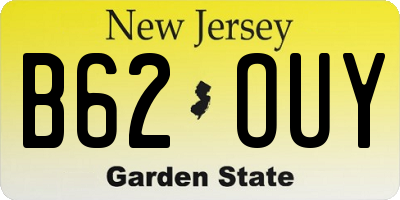 NJ license plate B62OUY