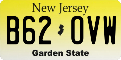 NJ license plate B62OVW