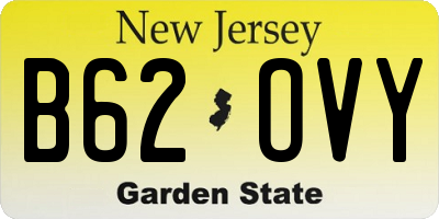NJ license plate B62OVY