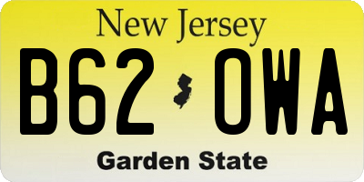 NJ license plate B62OWA