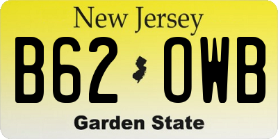 NJ license plate B62OWB