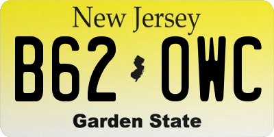 NJ license plate B62OWC