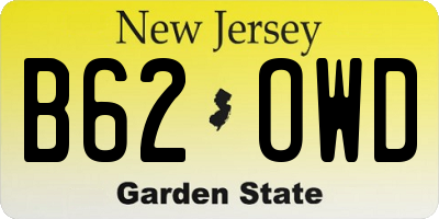 NJ license plate B62OWD