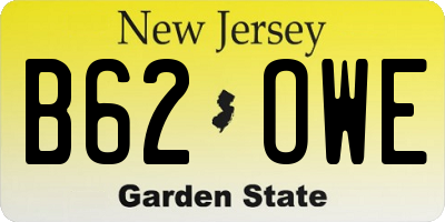 NJ license plate B62OWE