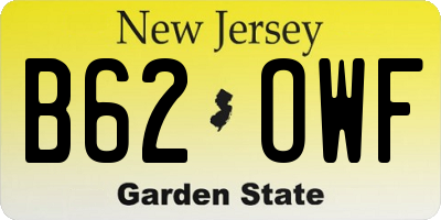 NJ license plate B62OWF