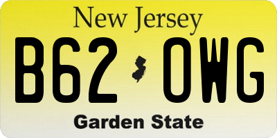 NJ license plate B62OWG