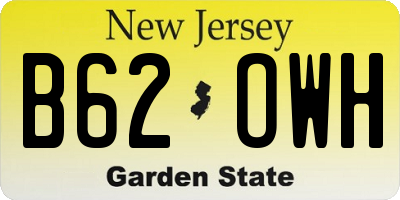 NJ license plate B62OWH