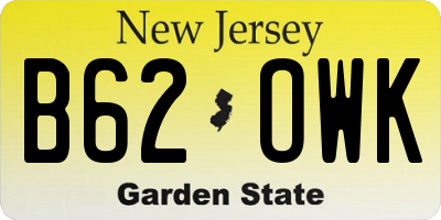 NJ license plate B62OWK