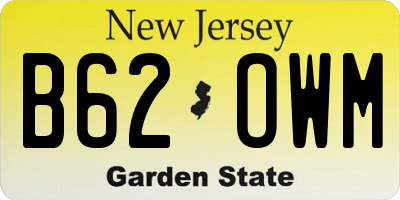 NJ license plate B62OWM