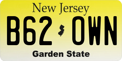 NJ license plate B62OWN