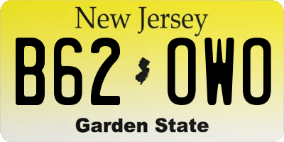NJ license plate B62OWO