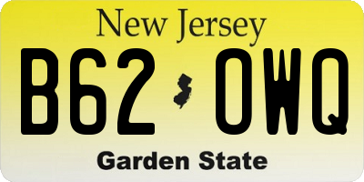 NJ license plate B62OWQ