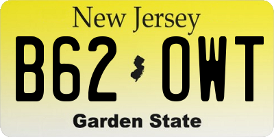 NJ license plate B62OWT