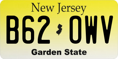 NJ license plate B62OWV