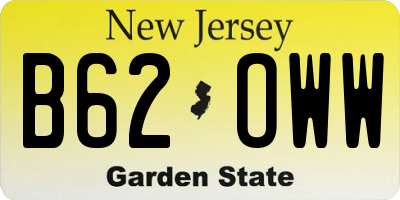 NJ license plate B62OWW