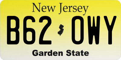 NJ license plate B62OWY