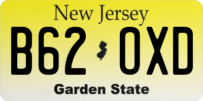 NJ license plate B62OXD