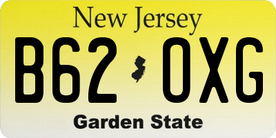 NJ license plate B62OXG