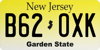 NJ license plate B62OXK