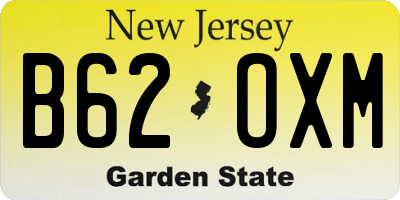 NJ license plate B62OXM