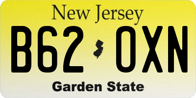 NJ license plate B62OXN