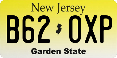 NJ license plate B62OXP