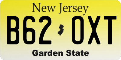 NJ license plate B62OXT