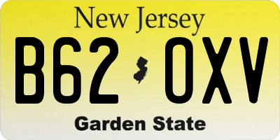 NJ license plate B62OXV