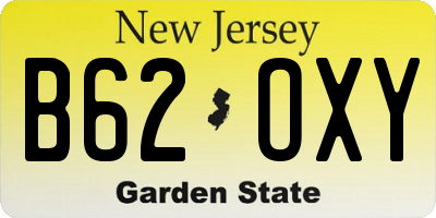 NJ license plate B62OXY