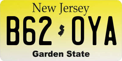 NJ license plate B62OYA