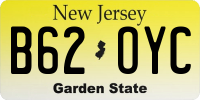 NJ license plate B62OYC