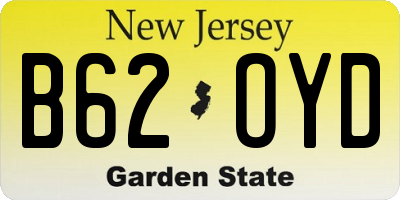 NJ license plate B62OYD