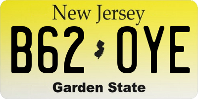 NJ license plate B62OYE