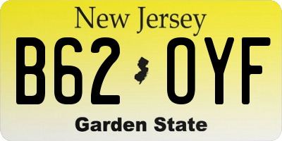 NJ license plate B62OYF