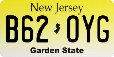 NJ license plate B62OYG