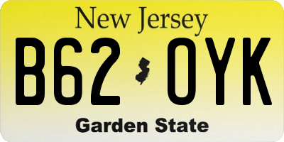NJ license plate B62OYK