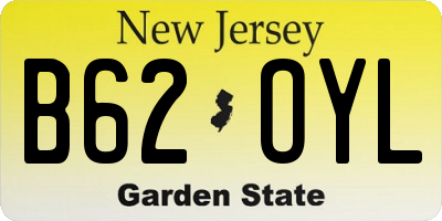 NJ license plate B62OYL