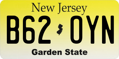 NJ license plate B62OYN