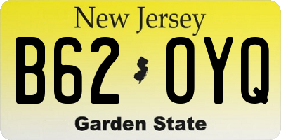 NJ license plate B62OYQ