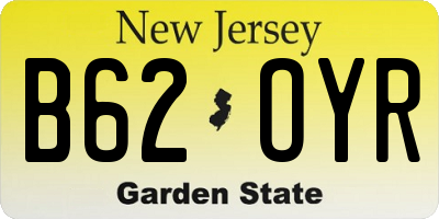 NJ license plate B62OYR