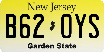NJ license plate B62OYS